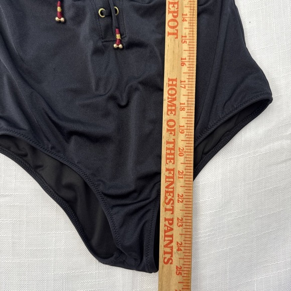 VICTORIAS SECRET Women S Swimsuit Black Lace Up Front Open Back One Piece Summer - Picture 9 of 12